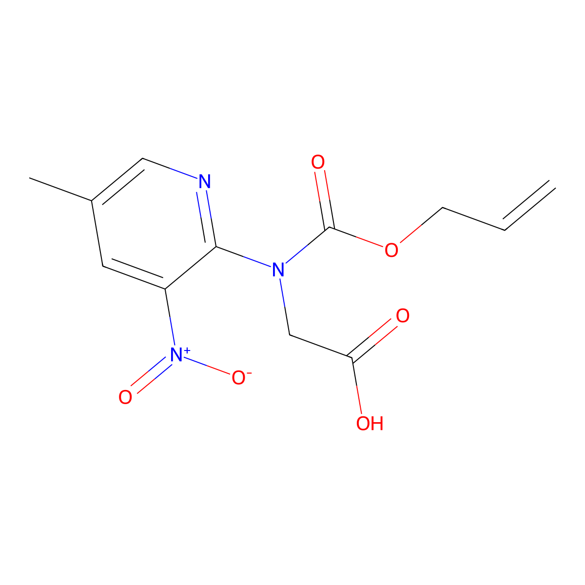 2-[(5-Methyl-3-nitropyridin-2-yl)[(prop-2-en-1-yloxy)carbonyl]amino]acetic acid molecular structure, CAS 2763914-90-3