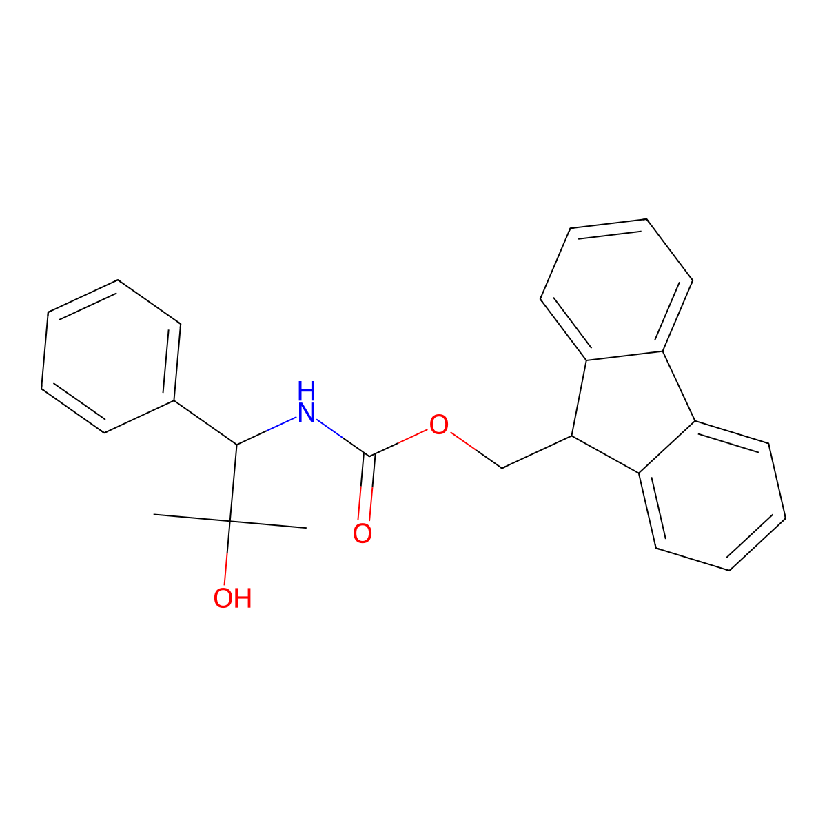(9H-fluoren-9-yl)methyl N-(2-hydroxy-2-methyl-1-phenylpropyl)carbamate molecular structure, CAS 2763914-94-7