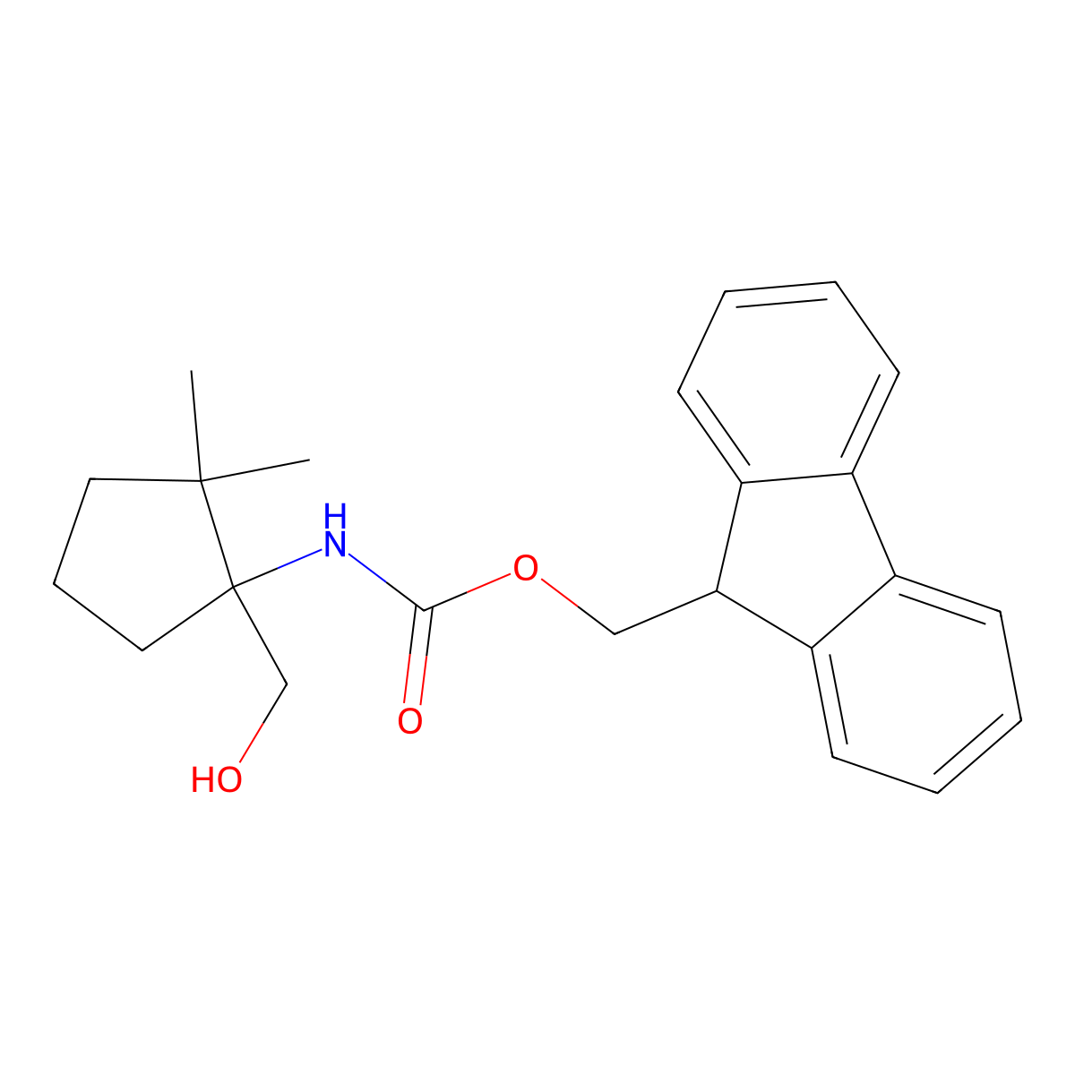 (9H-fluoren-9-yl)methyl N-[1-(hydroxymethyl)-2,2-dimethylcyclopentyl]carbamate molecular structure, CAS 2763914-98-1