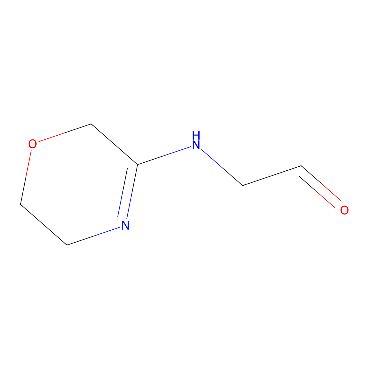 2-[(5,6-dihydro-2H-1,4-oxazin-3-yl)amino]acetaldehyde molecular structure, CAS 2763914-99-2