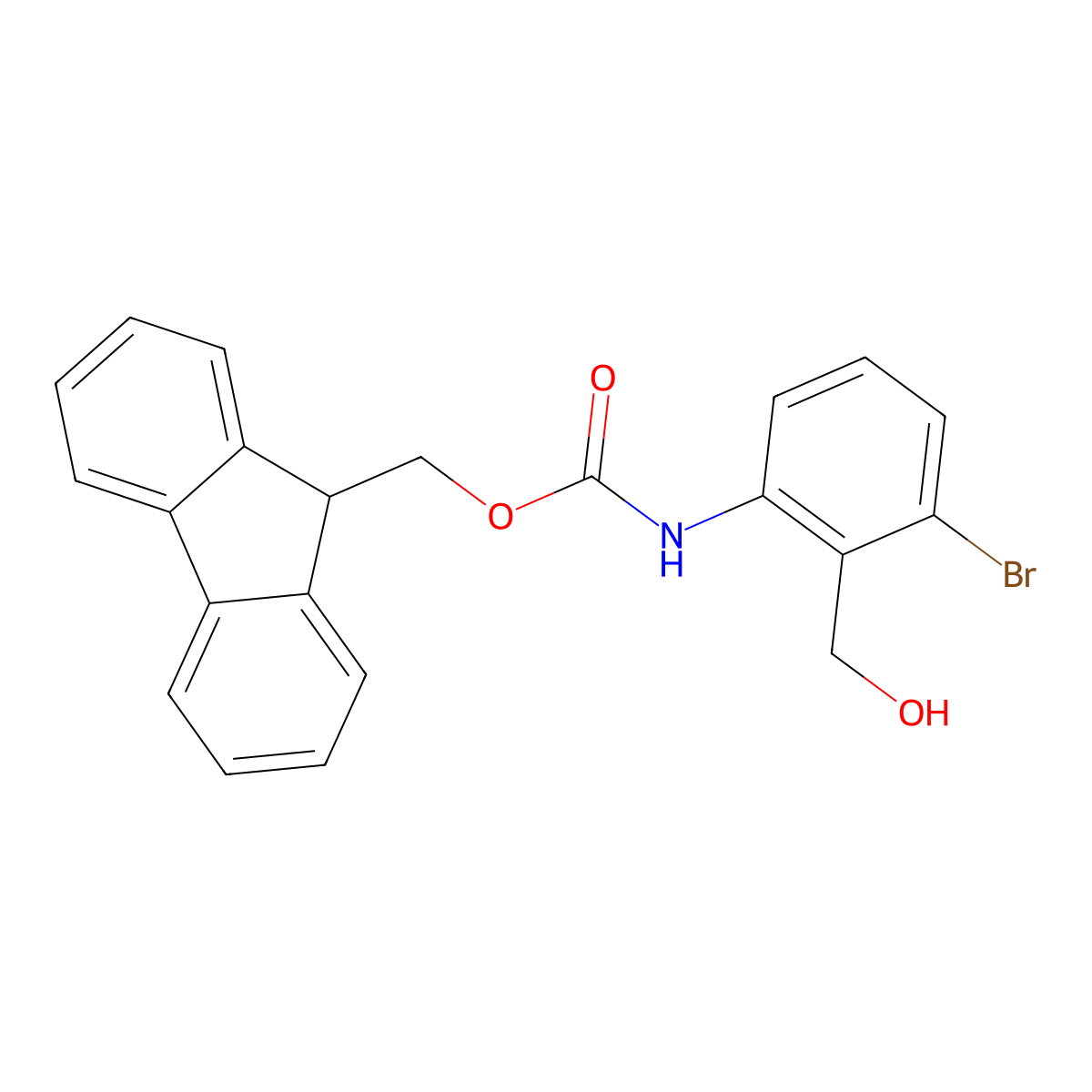 (9H-fluoren-9-yl)methyl N-[3-bromo-2-(hydroxymethyl)phenyl]carbamate molecular structure, CAS 2763915-01-9