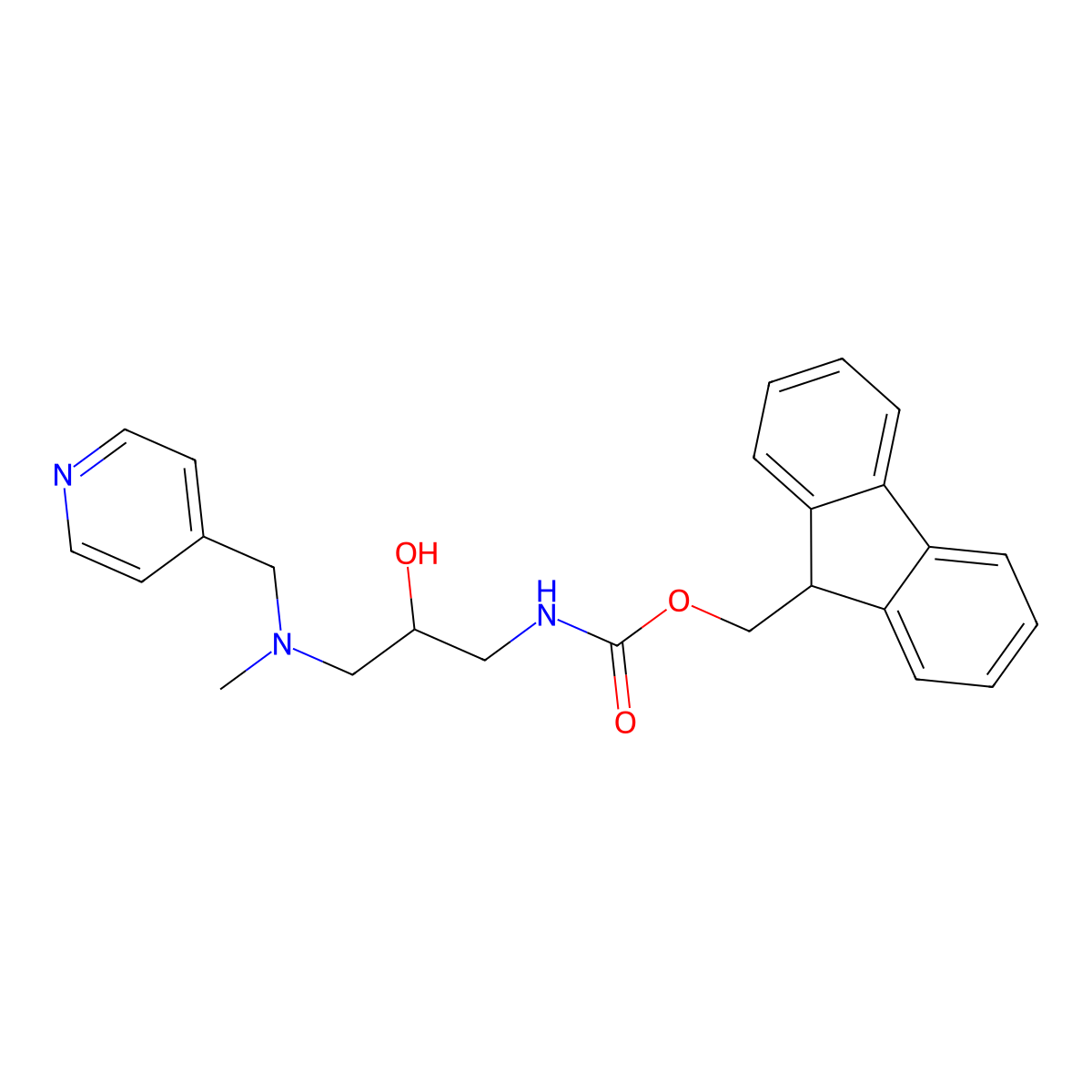 (9H-fluoren-9-yl)methyl N-(2-hydroxy-3-{methyl[(pyridin-4-yl)methyl]amino}propyl)carbamate molecular structure, CAS 2763915-09-7