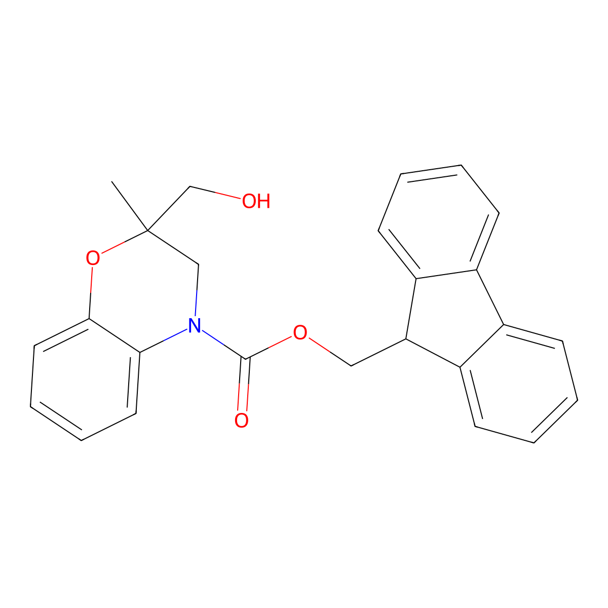 (9H-fluoren-9-yl)methyl 2-(hydroxymethyl)-2-methyl-3,4-dihydro-2H-1,4-benzoxazine-4-carboxylate molecular structure, CAS 2763915-13-3