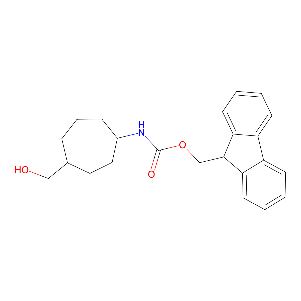 (9H-fluoren-9-yl)methyl N-[4-(hydroxymethyl)cycloheptyl]carbamate molecular structure, CAS 2763915-21-3