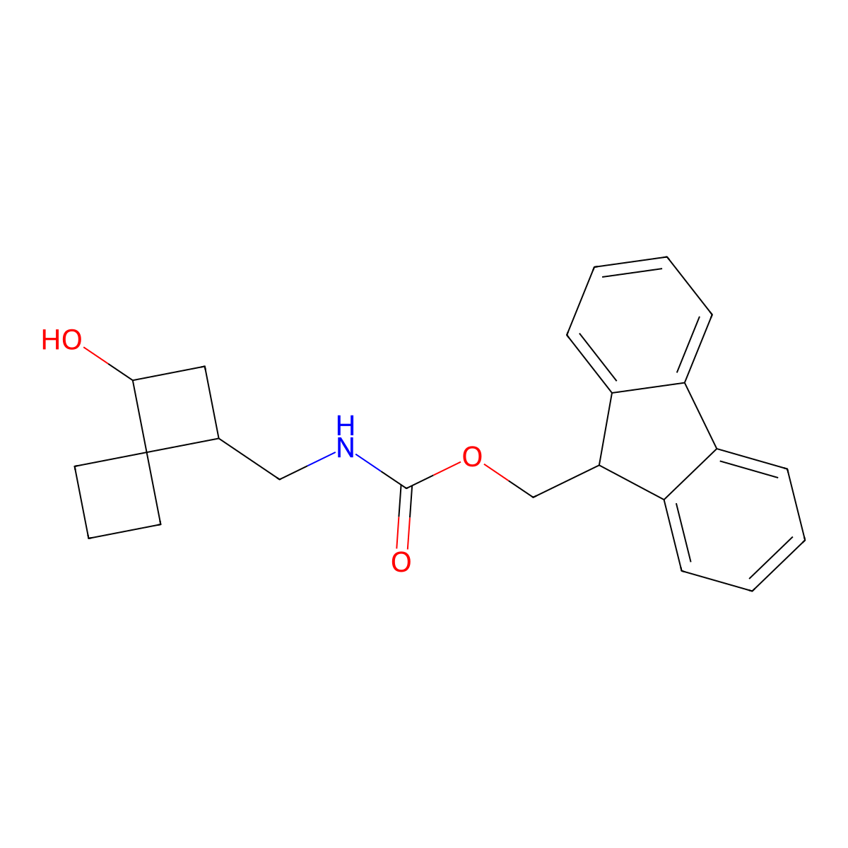 (9H-fluoren-9-yl)methyl N-({3-hydroxyspiro[3.3]heptan-1-yl}methyl)carbamate molecular structure, CAS 2763915-25-7