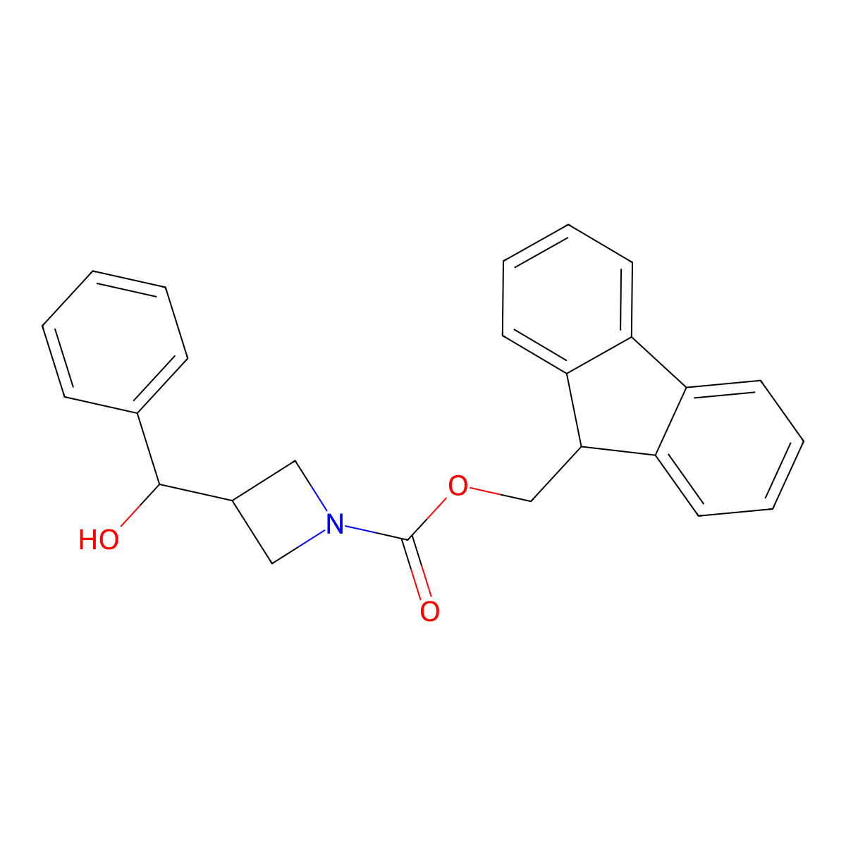 (9H-fluoren-9-yl)methyl 3-[hydroxy(phenyl)methyl]azetidine-1-carboxylate molecular structure, CAS 2763915-32-6