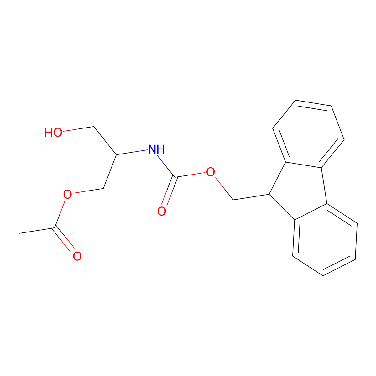 2-({[(9H-fluoren-9-yl)methoxy]carbonyl}amino)-3-hydroxypropyl acetate molecular structure, CAS 2763915-43-9
