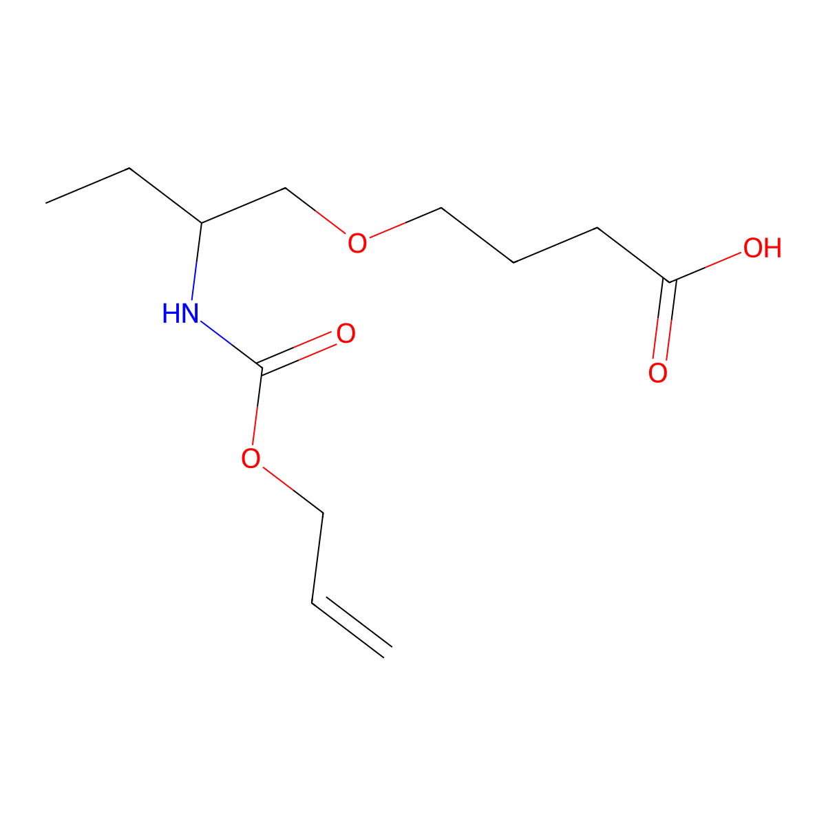 4-(2-{[(Prop-2-en-1-yloxy)carbonyl]amino}butoxy)butanoic acid molecular structure, CAS 2763915-46-2