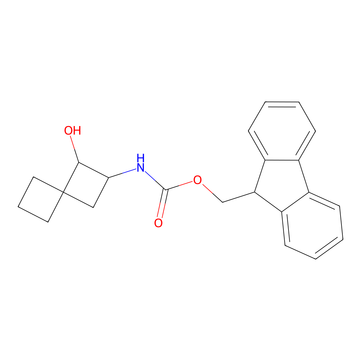 (9H-fluoren-9-yl)methyl N-{1-hydroxyspiro[3.3]heptan-2-yl}carbamate molecular structure, CAS 2763915-50-8