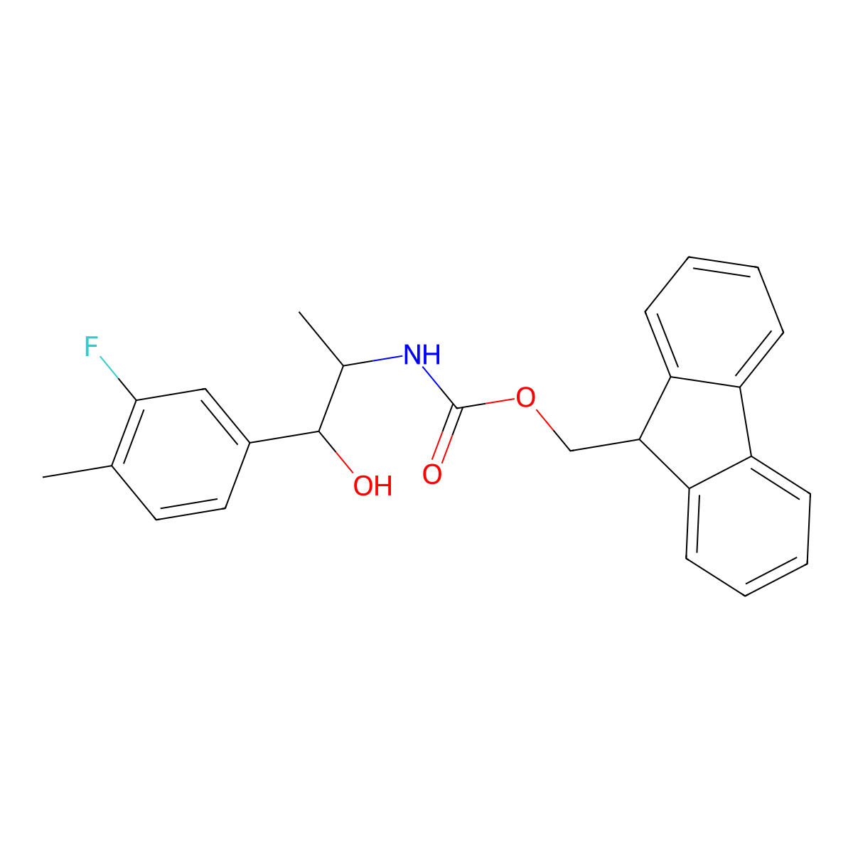 (9H-fluoren-9-yl)methyl N-[1-(3-fluoro-4-methylphenyl)-1-hydroxypropan-2-yl]carbamate molecular structure, CAS 2763915-58-6