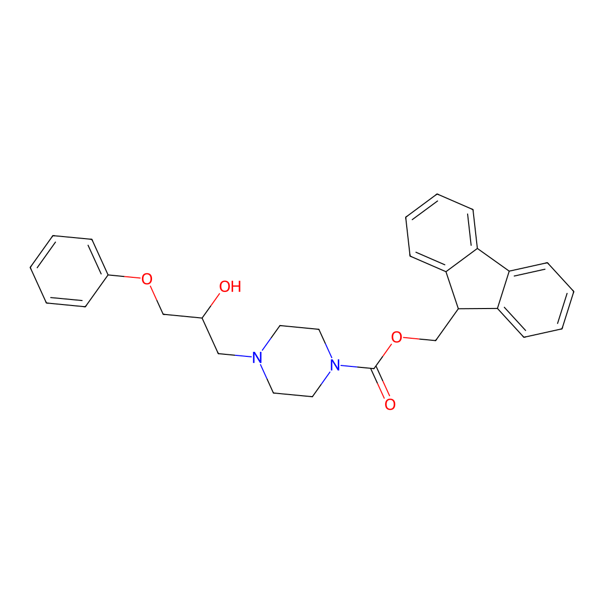 (9H-fluoren-9-yl)methyl 4-(2-hydroxy-3-phenoxypropyl)piperazine-1-carboxylate molecular structure, CAS 2763915-59-7