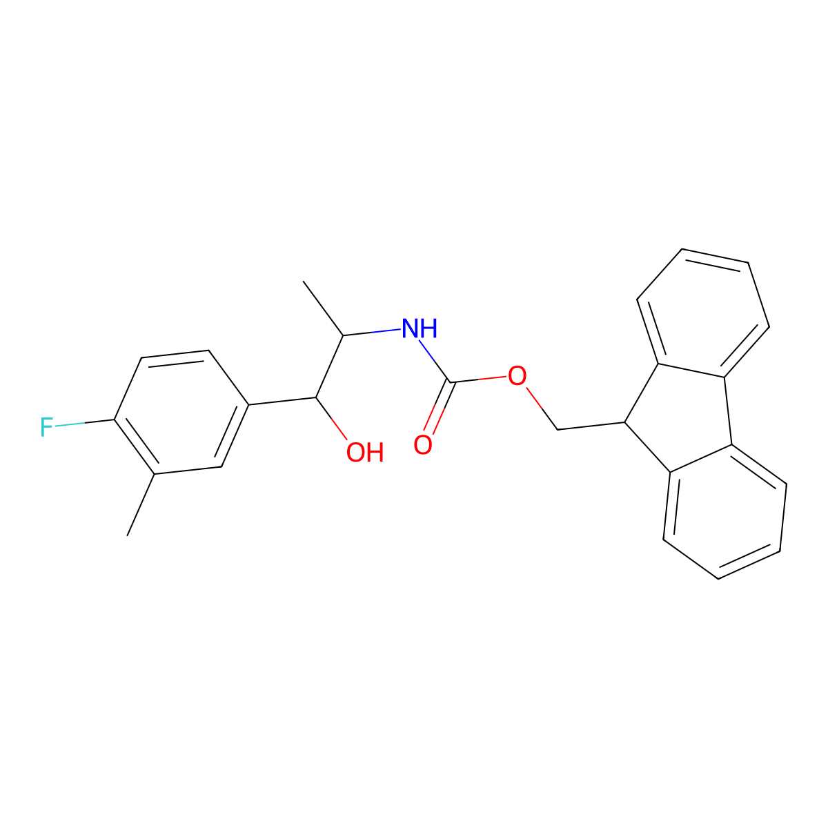 (9H-fluoren-9-yl)methyl N-[1-(4-fluoro-3-methylphenyl)-1-hydroxypropan-2-yl]carbamate molecular structure, CAS 2763915-61-1