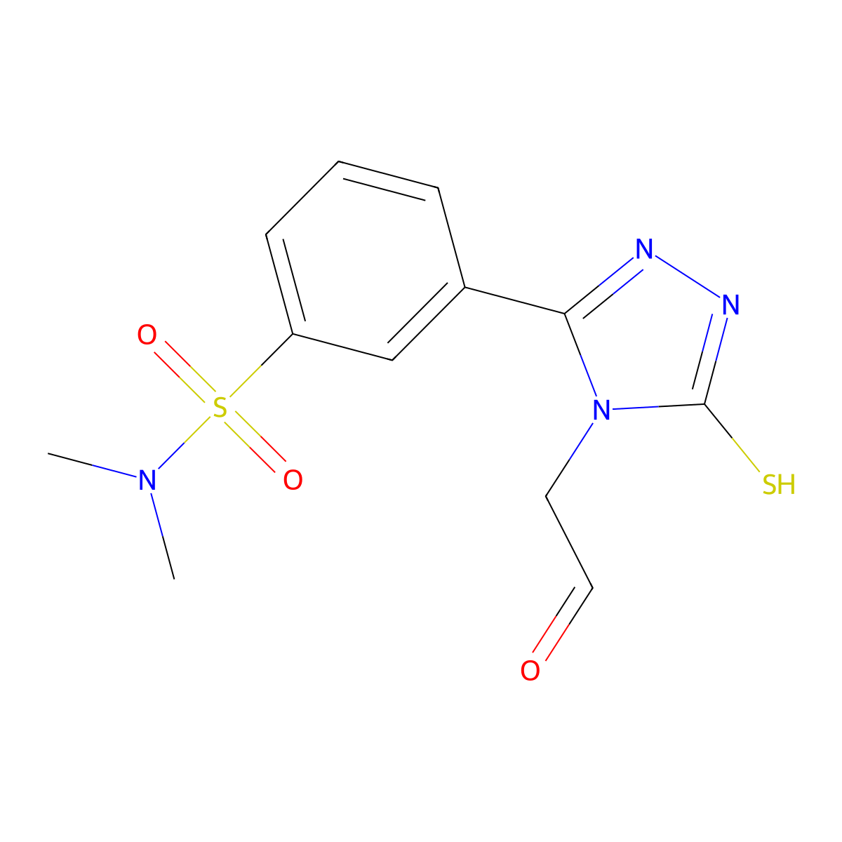 N,N-dimethyl-3-[4-(2-oxoethyl)-5-sulfanyl-4H-1,2,4-triazol-3-yl]benzene-1-sulfonamide molecular structure, CAS 2763915-62-2
