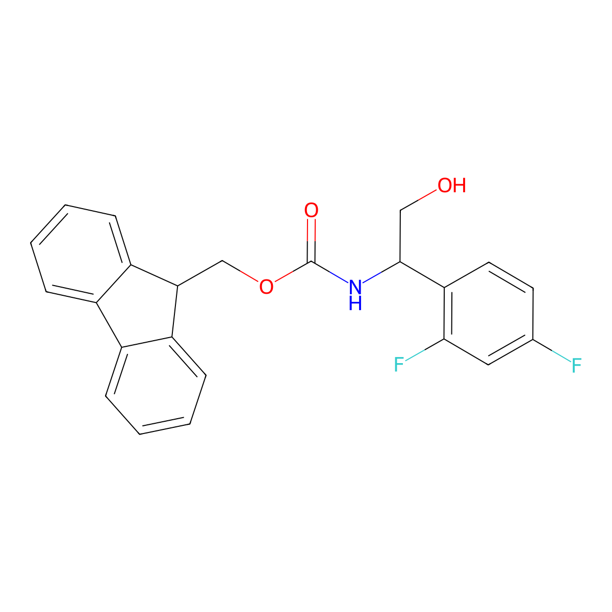 (9H-fluoren-9-yl)methyl N-[1-(2,4-difluorophenyl)-2-hydroxyethyl]carbamate molecular structure, CAS 2763915-63-3
