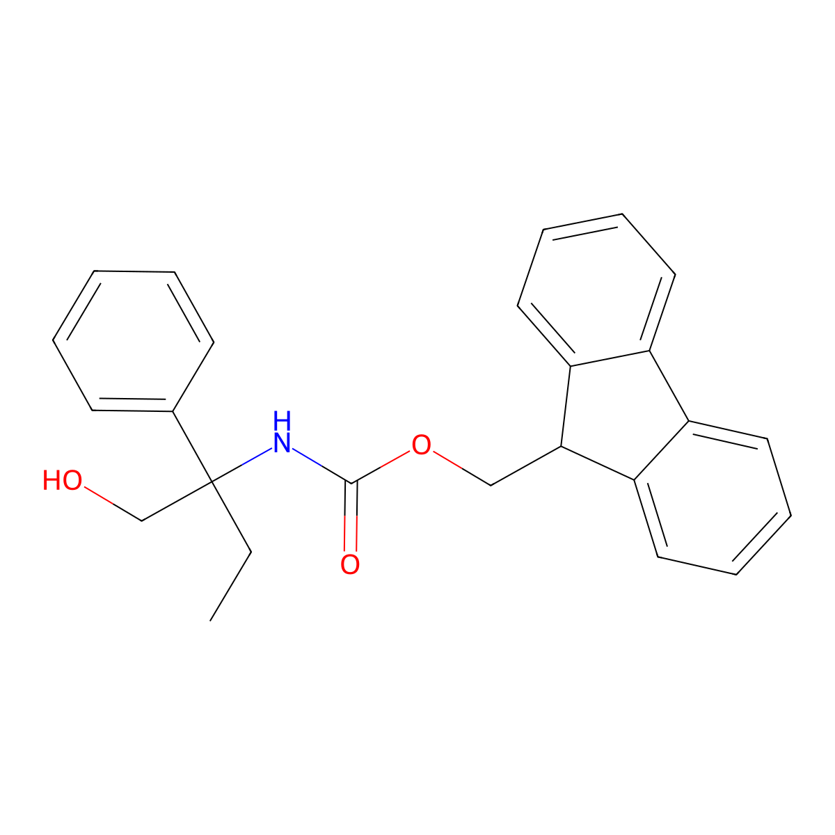(9H-fluoren-9-yl)methyl N-(1-hydroxy-2-phenylbutan-2-yl)carbamate molecular structure, CAS 2763915-65-5
