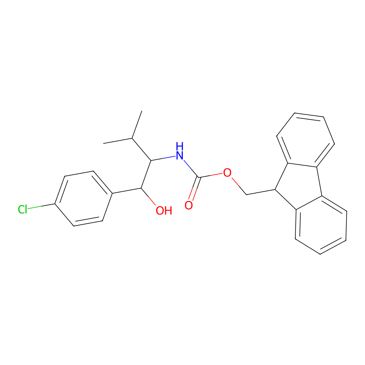 (9H-fluoren-9-yl)methyl N-[1-(4-chlorophenyl)-1-hydroxy-3-methylbutan-2-yl]carbamate molecular structure, CAS 2763915-67-7