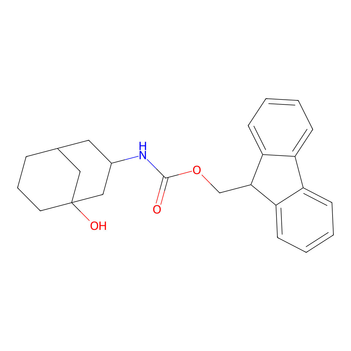 (9H-fluoren-9-yl)methyl N-{1-hydroxybicyclo[3.3.1]nonan-3-yl}carbamate molecular structure, CAS 2763915-75-7