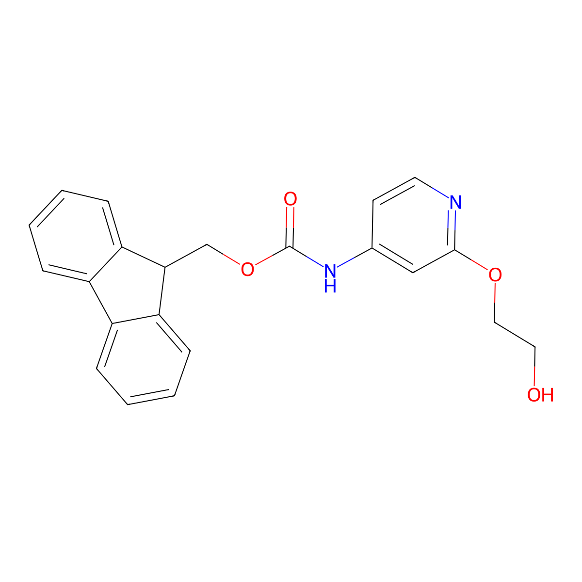 (9H-fluoren-9-yl)methyl N-[2-(2-hydroxyethoxy)pyridin-4-yl]carbamate molecular structure, CAS 2763915-78-0