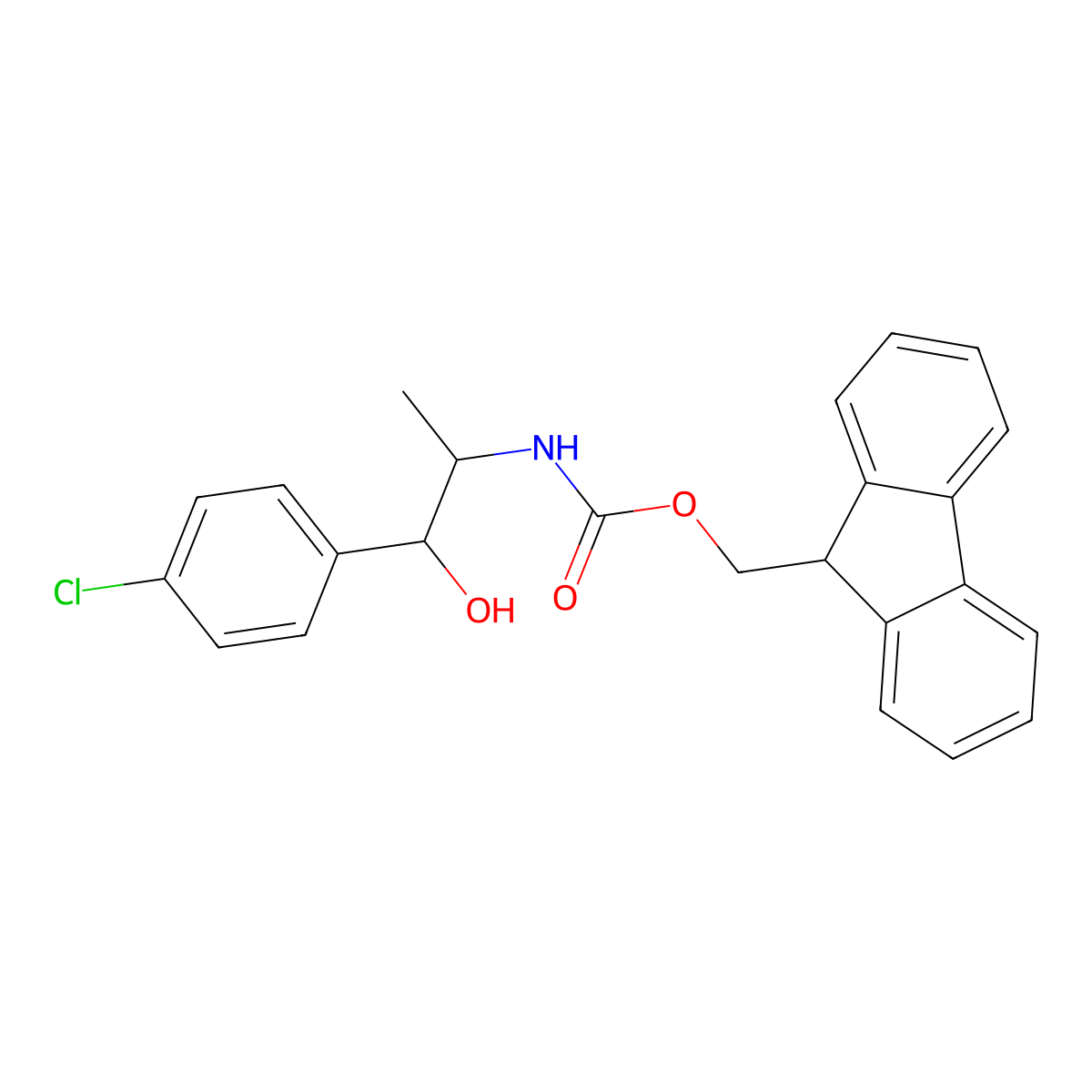 (9H-fluoren-9-yl)methyl N-[1-(4-chlorophenyl)-1-hydroxypropan-2-yl]carbamate molecular structure, CAS 2763915-82-6