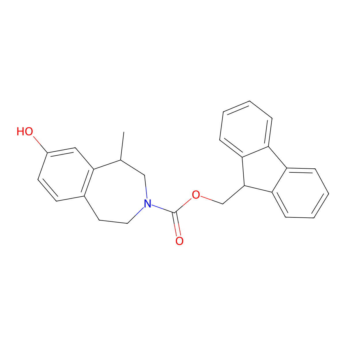 (9H-fluoren-9-yl)methyl 8-hydroxy-1-methyl-2,3,4,5-tetrahydro-1H-3-benzazepine-3-carboxylate molecular structure, CAS 2763915-84-8