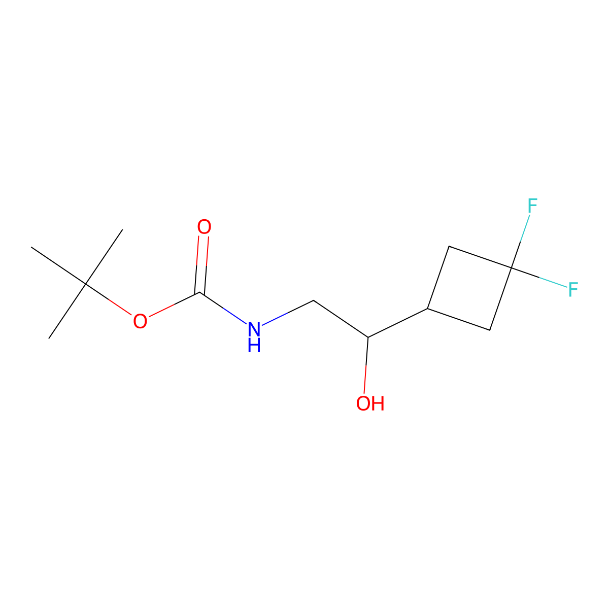 tert-butyl N-[2-(3,3-difluorocyclobutyl)-2-hydroxyethyl]carbamate molecular structure, CAS 2763915-97-3