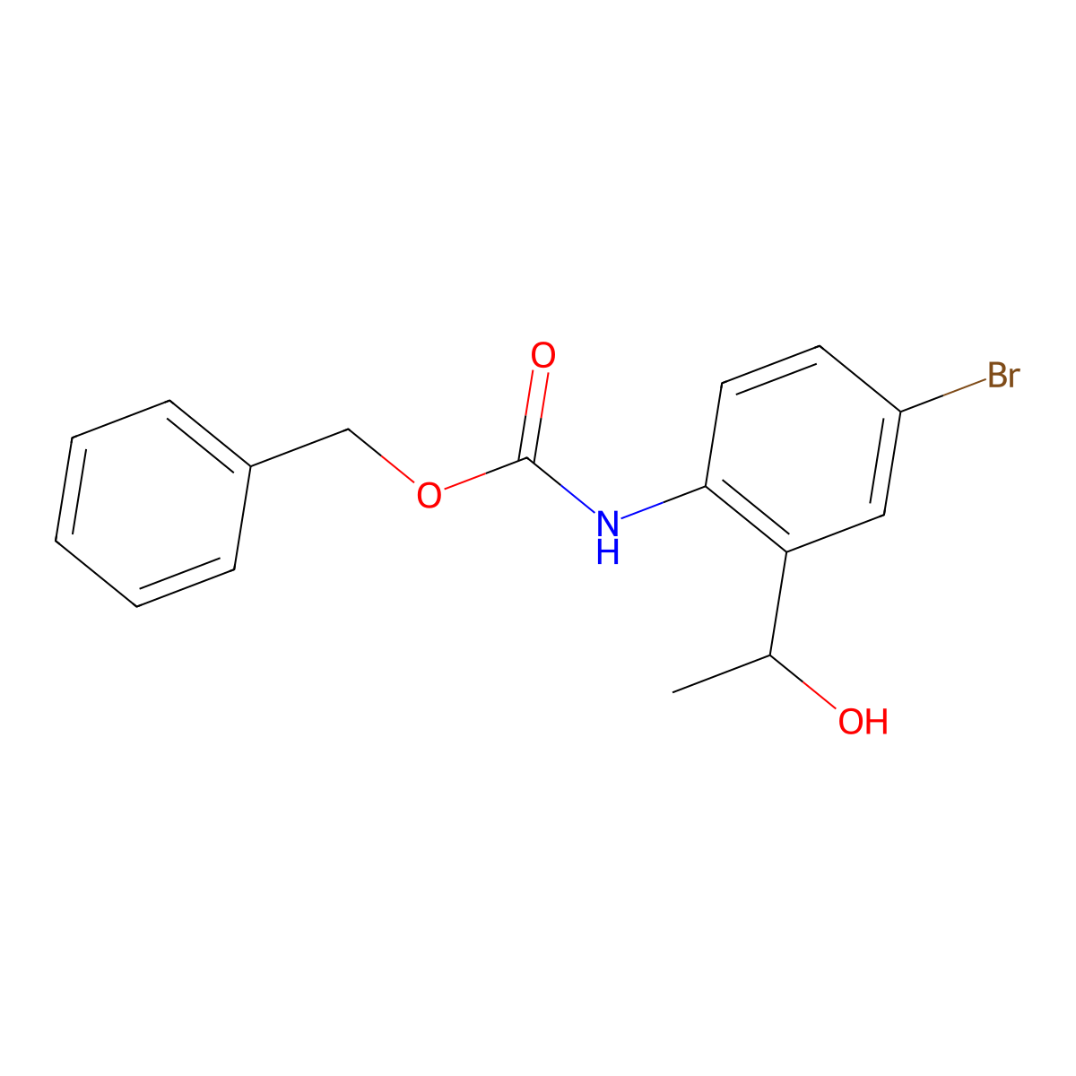 benzyl N-[4-bromo-2-(1-hydroxyethyl)phenyl]carbamate molecular structure, CAS 2763916-00-1