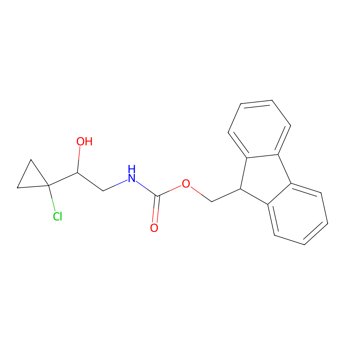 (9H-fluoren-9-yl)methyl N-[2-(1-chlorocyclopropyl)-2-hydroxyethyl]carbamate molecular structure, CAS 2763916-03-4