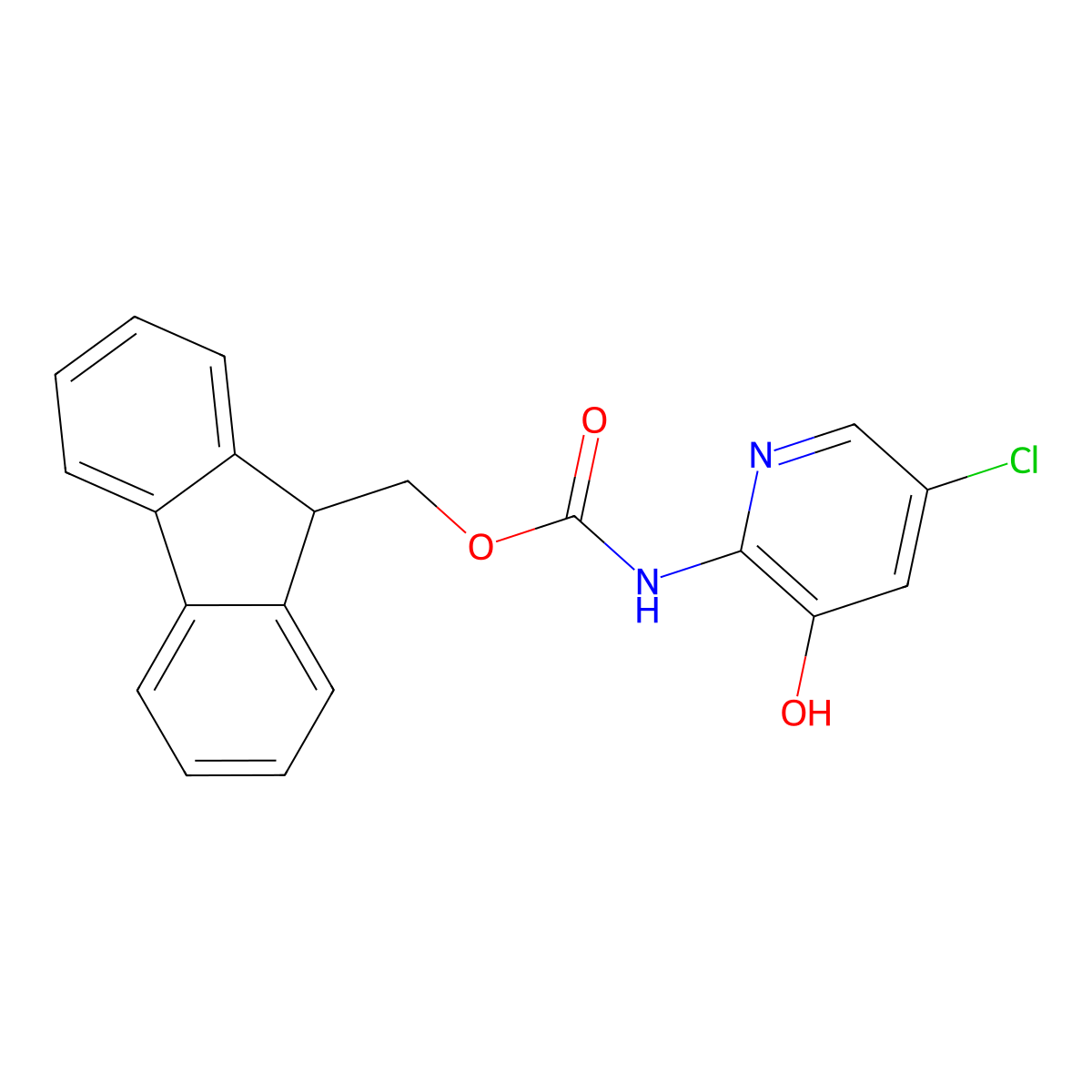 (9H-fluoren-9-yl)methyl N-(5-chloro-3-hydroxypyridin-2-yl)carbamate molecular structure, CAS 2763916-06-7