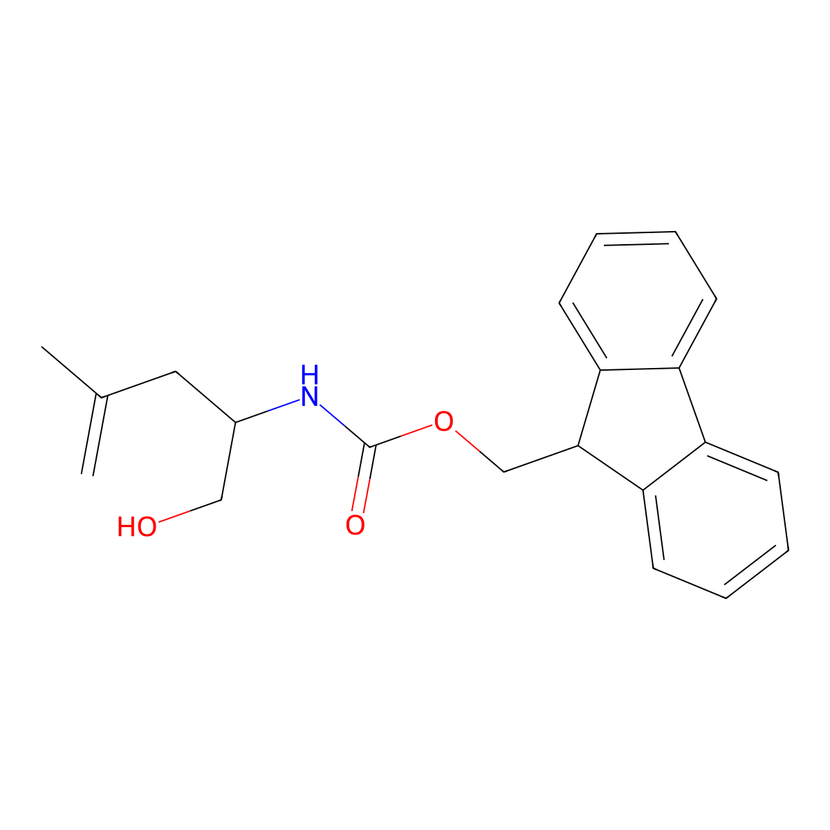 (9H-fluoren-9-yl)methyl N-(1-hydroxy-4-methylpent-4-en-2-yl)carbamate molecular structure, CAS 2763916-08-9