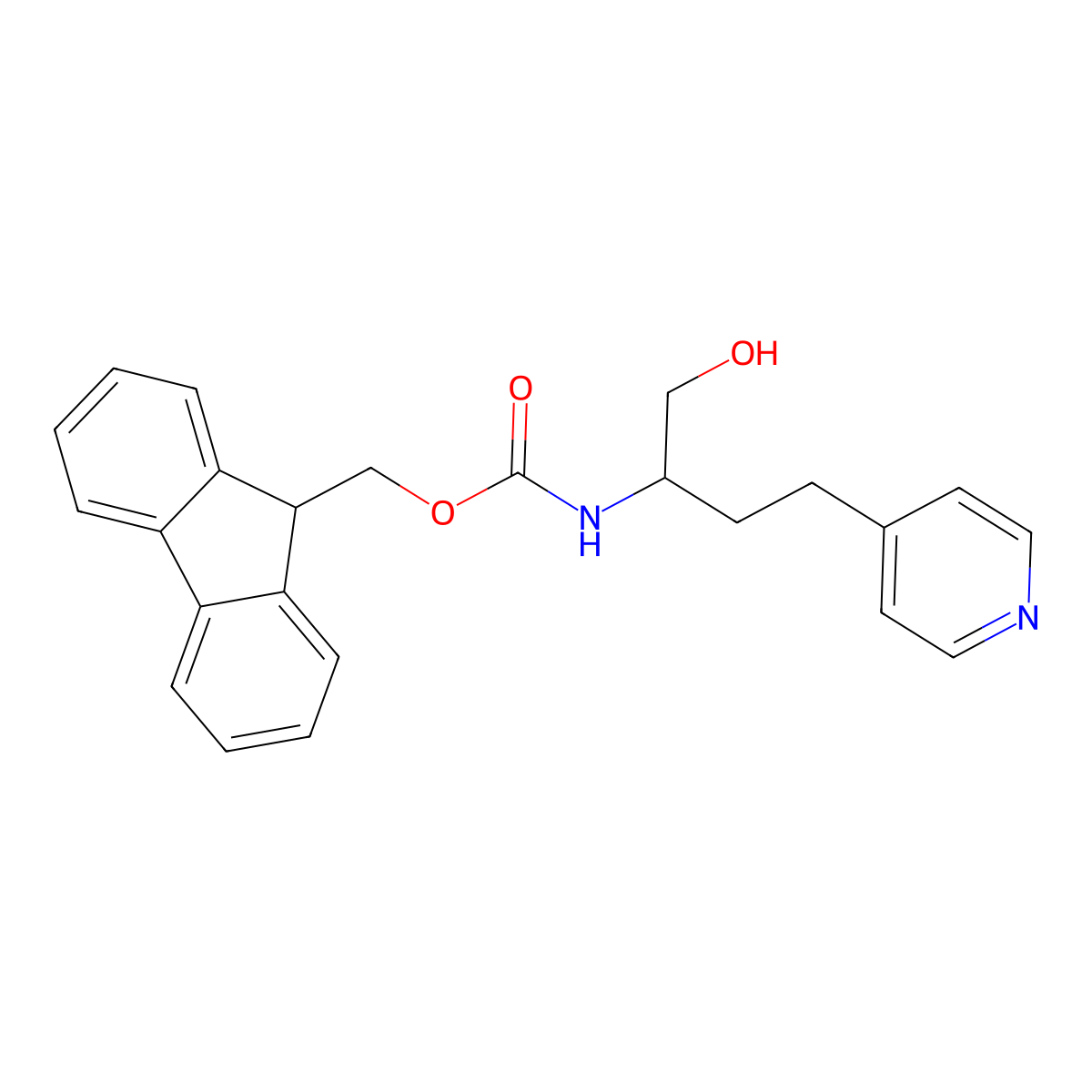 (9H-fluoren-9-yl)methyl N-[1-hydroxy-4-(pyridin-4-yl)butan-2-yl]carbamate molecular structure, CAS 2763916-11-4