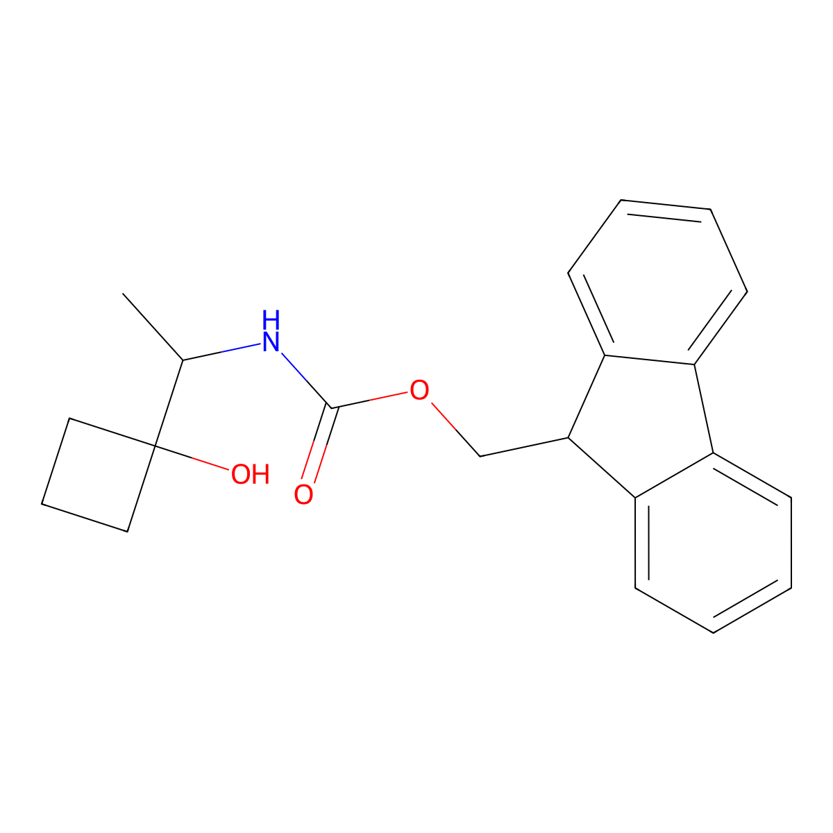 (9H-fluoren-9-yl)methyl N-[1-(1-hydroxycyclobutyl)ethyl]carbamate molecular structure, CAS 2763916-12-5