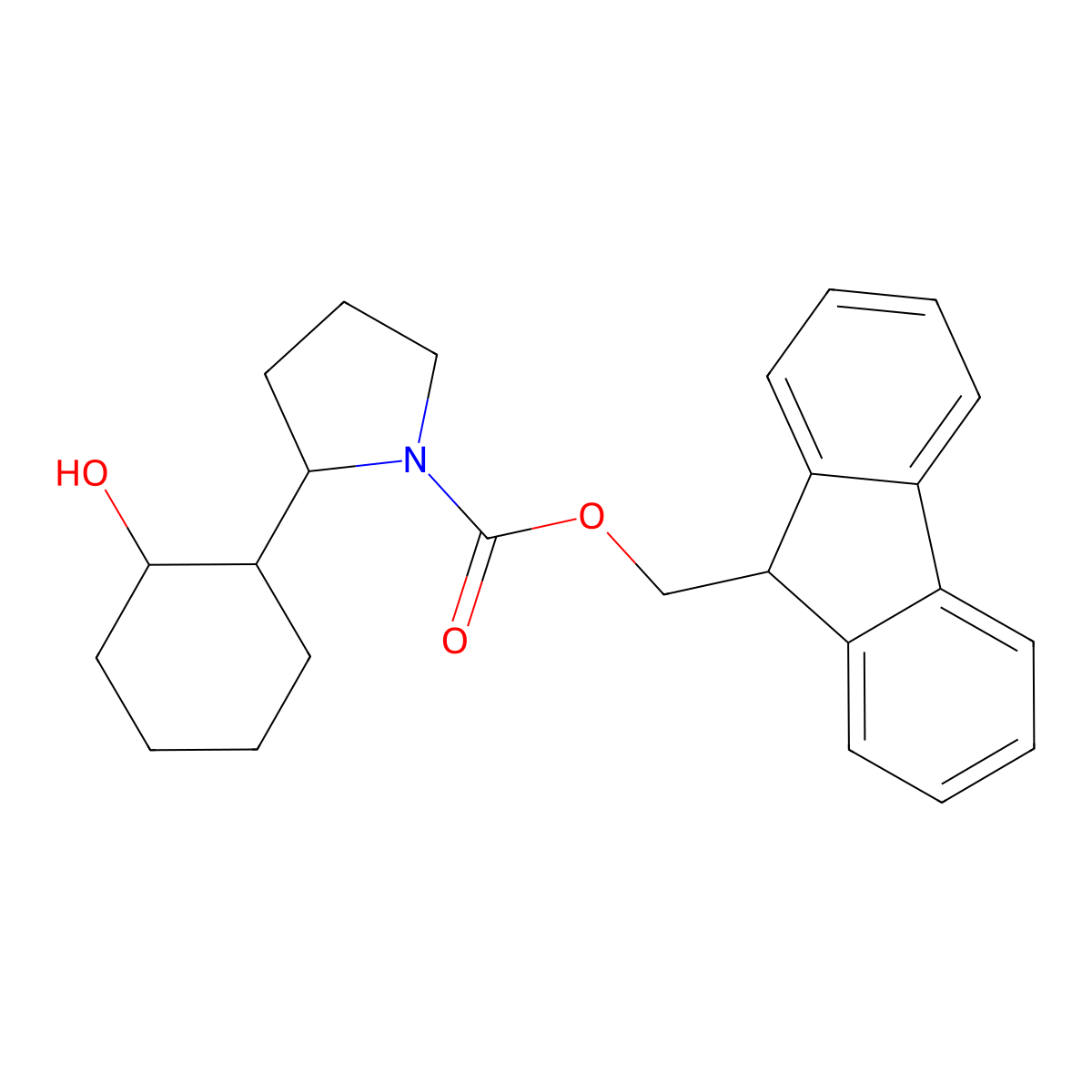 (9H-fluoren-9-yl)methyl 2-(2-hydroxycyclohexyl)pyrrolidine-1-carboxylate molecular structure, CAS 2763916-23-8