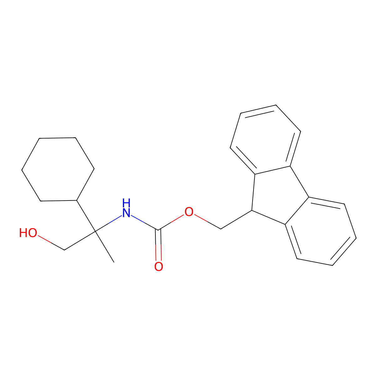 (9H-fluoren-9-yl)methyl N-(2-cyclohexyl-1-hydroxypropan-2-yl)carbamate molecular structure, CAS 2763916-28-3