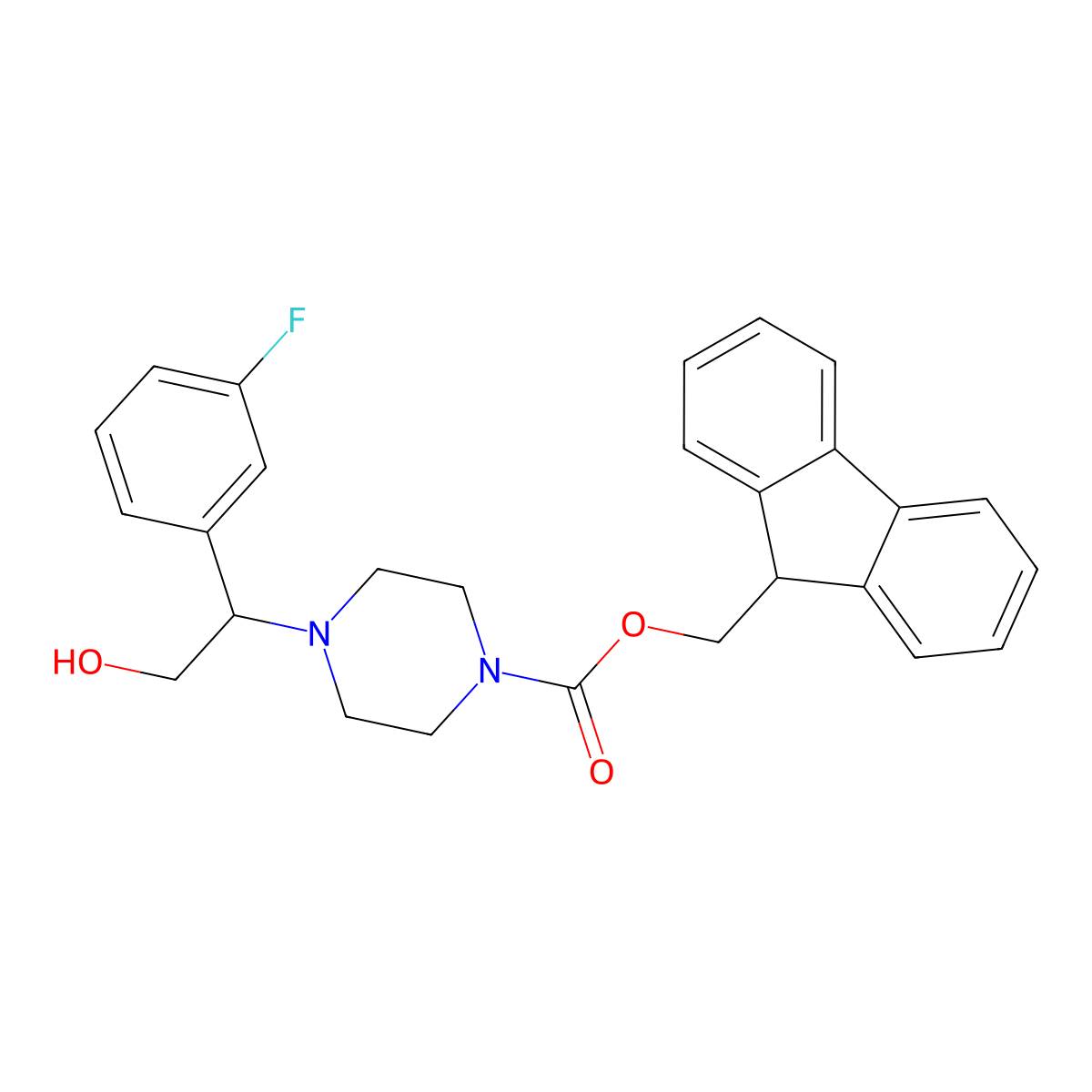 (9H-fluoren-9-yl)methyl 4-[1-(3-fluorophenyl)-2-hydroxyethyl]piperazine-1-carboxylate molecular structure, CAS 2763916-30-7