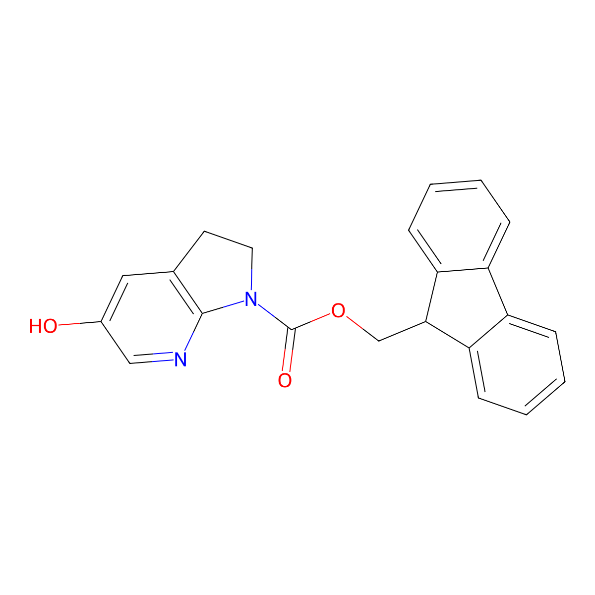 (9H-fluoren-9-yl)methyl 5-hydroxy-1H,2H,3H-pyrrolo[2,3-b]pyridine-1-carboxylate molecular structure, CAS 2763916-31-8