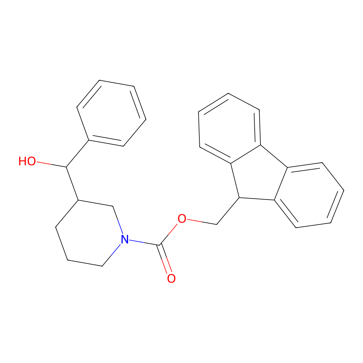 (9H-fluoren-9-yl)methyl 3-[hydroxy(phenyl)methyl]piperidine-1-carboxylate molecular structure, CAS 2763916-34-1