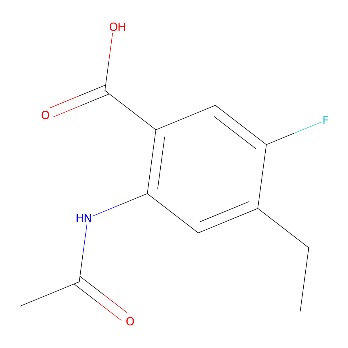 2-Acetamido-4-ethyl-5-fluorobenzoic acid molecular structure, CAS 2763916-35-2