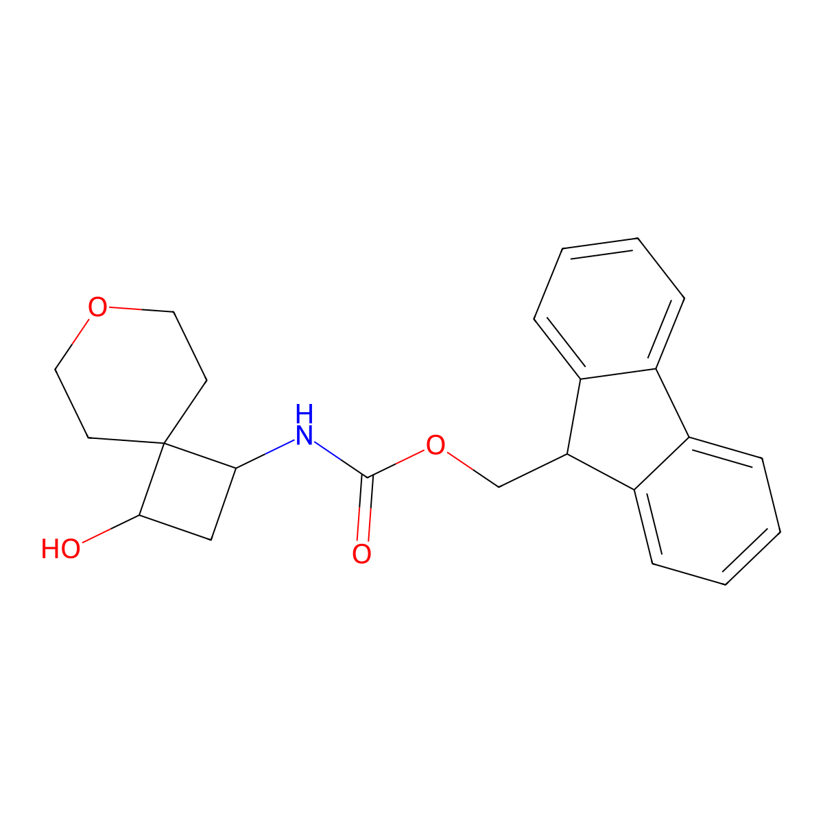 (9H-fluoren-9-yl)methyl N-{3-hydroxy-7-oxaspiro[3.5]nonan-1-yl}carbamate molecular structure, CAS 2763918-71-2
