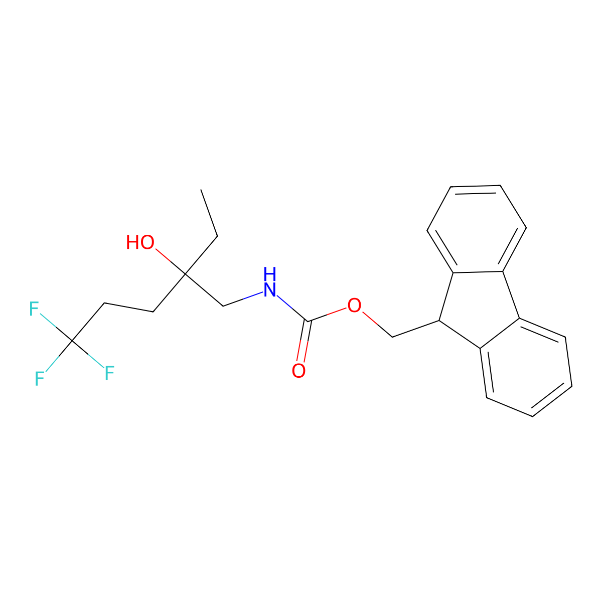 (9H-fluoren-9-yl)methyl N-(2-ethyl-5,5,5-trifluoro-2-hydroxypentyl)carbamate molecular structure, CAS 2763918-72-3