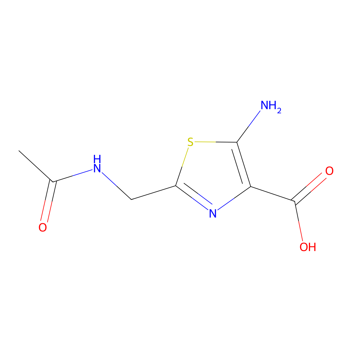 5-Amino-2-(acetamidomethyl)-1,3-thiazole-4-carboxylic acid molecular structure, CAS 2763918-78-9