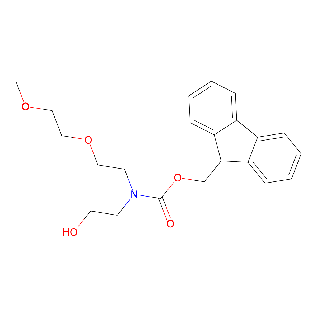 (9H-fluoren-9-yl)methyl N-(2-hydroxyethyl)-N-[2-(2-methoxyethoxy)ethyl]carbamate molecular structure, CAS 2763918-84-7