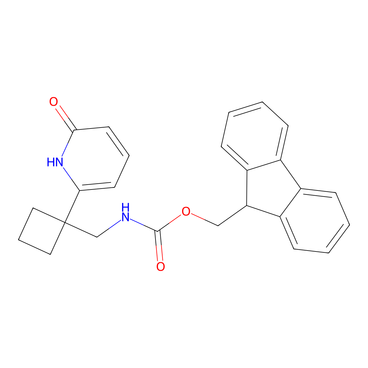 (9H-fluoren-9-yl)methyl N-{[1-(6-hydroxypyridin-2-yl)cyclobutyl]methyl}carbamate molecular structure, CAS 2763918-89-2