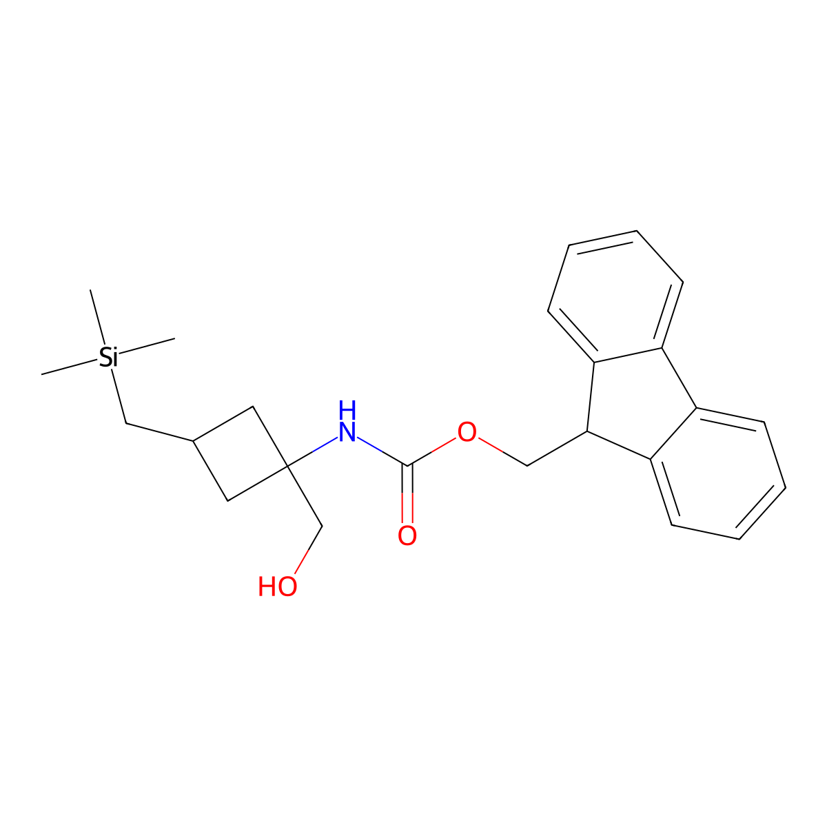 (9H-fluoren-9-yl)methyl N-[1-(hydroxymethyl)-3-[(trimethylsilyl)methyl]cyclobutyl]carbamate molecular structure, CAS 2763918-91-6