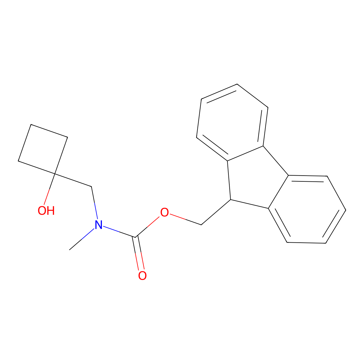 (9H-fluoren-9-yl)methyl N-[(1-hydroxycyclobutyl)methyl]-N-methylcarbamate molecular structure, CAS 2763918-96-1