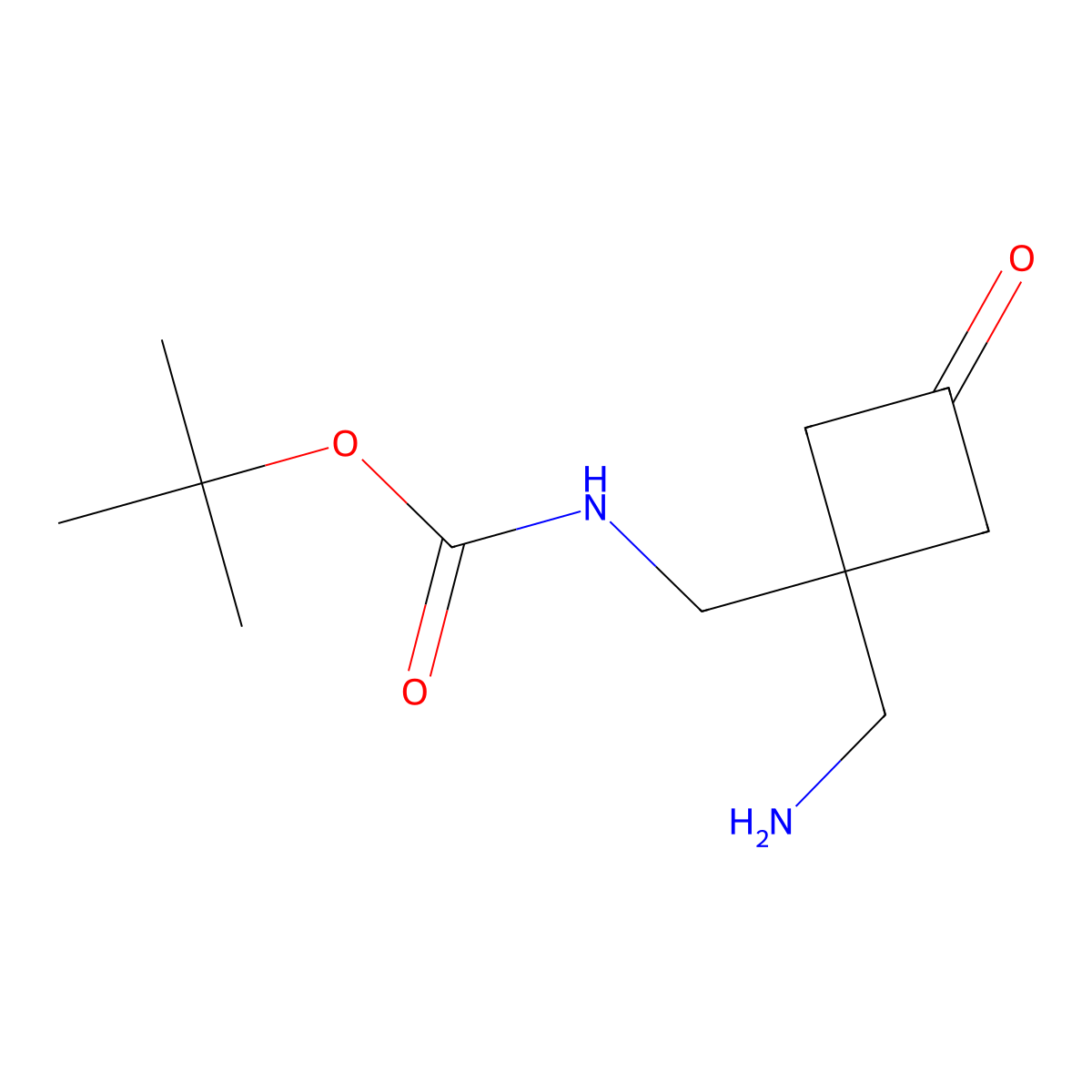 tert-butyl N-{[1-(aminomethyl)-3-oxocyclobutyl]methyl}carbamate molecular structure, CAS 2763918-98-3