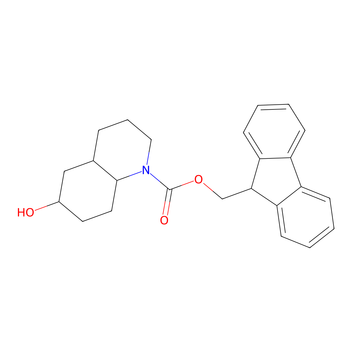 (9H-fluoren-9-yl)methyl 6-hydroxy-decahydroquinoline-1-carboxylate molecular structure, CAS 2763919-02-2
