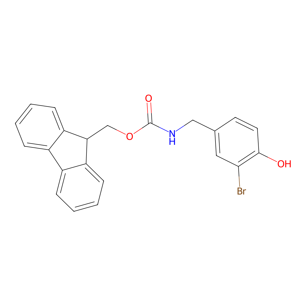 (9H-fluoren-9-yl)methyl N-[(3-bromo-4-hydroxyphenyl)methyl]carbamate molecular structure, CAS 2763919-03-3
