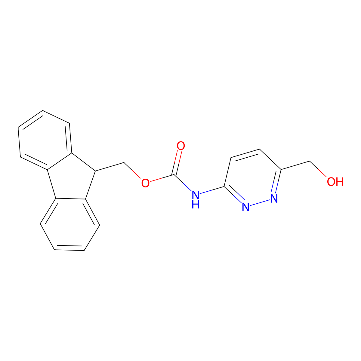 (9H-fluoren-9-yl)methyl N-[6-(hydroxymethyl)pyridazin-3-yl]carbamate molecular structure, CAS 2763919-07-7