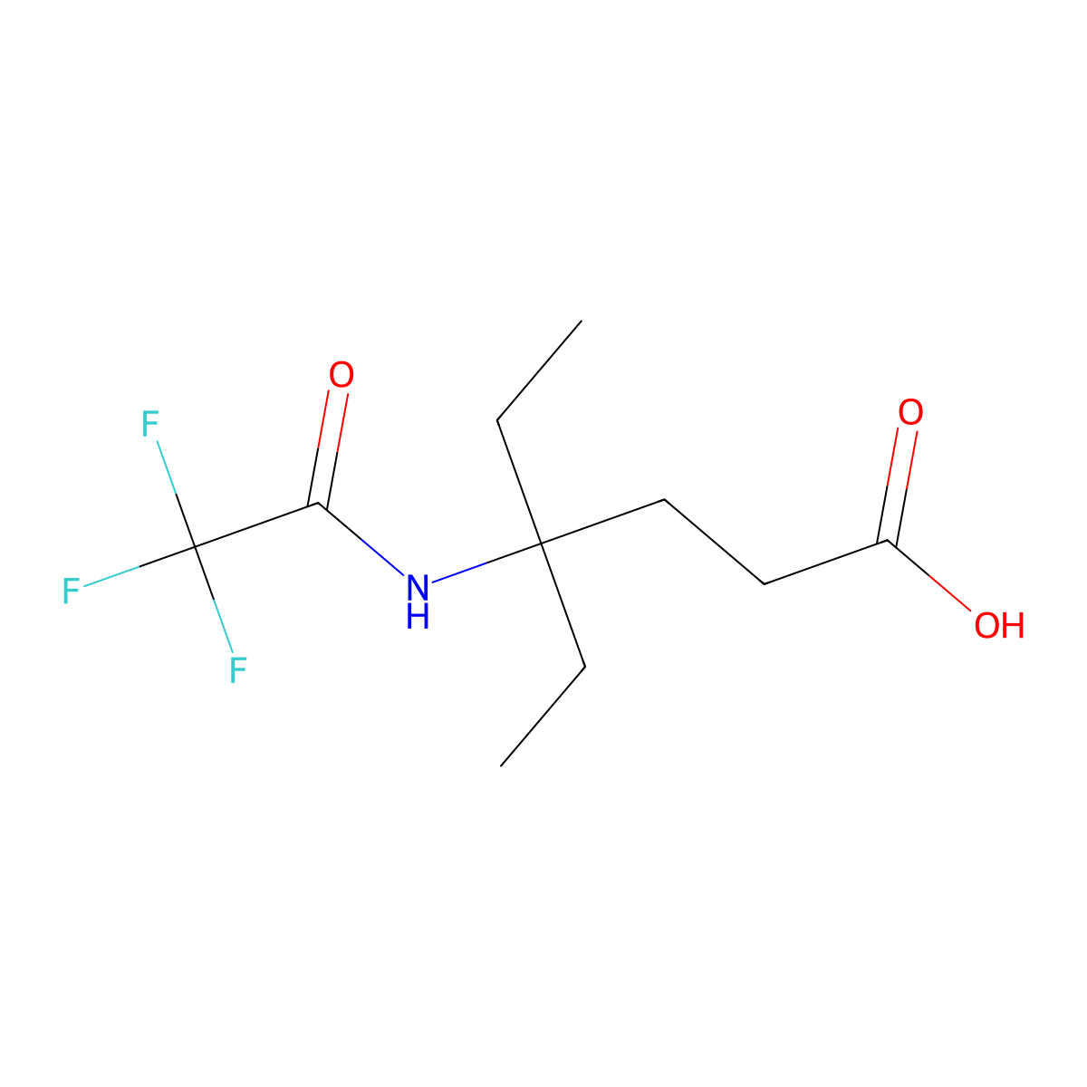 4-Ethyl-4-(2,2,2-trifluoroacetamido)hexanoic acid molecular structure, CAS 2763919-09-9