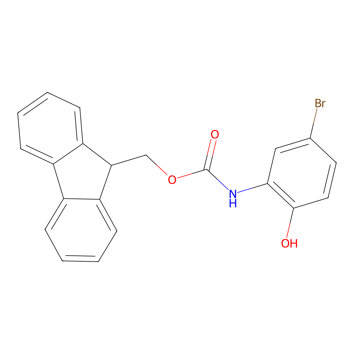 (9H-fluoren-9-yl)methyl N-(5-bromo-2-hydroxyphenyl)carbamate molecular structure, CAS 2763919-15-7